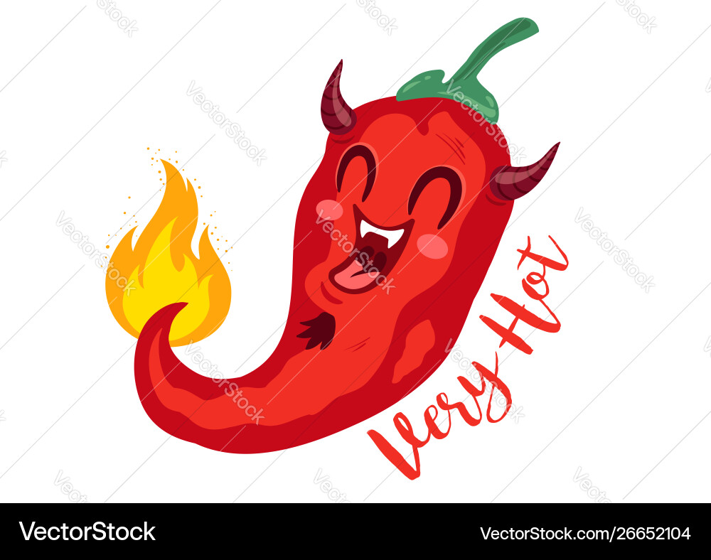 Chilli pepper in kawaii style vector image