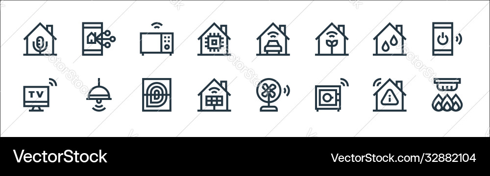 Flat smarthome line icons linear set quality Flat smarthome line icons linear set quality vector image
