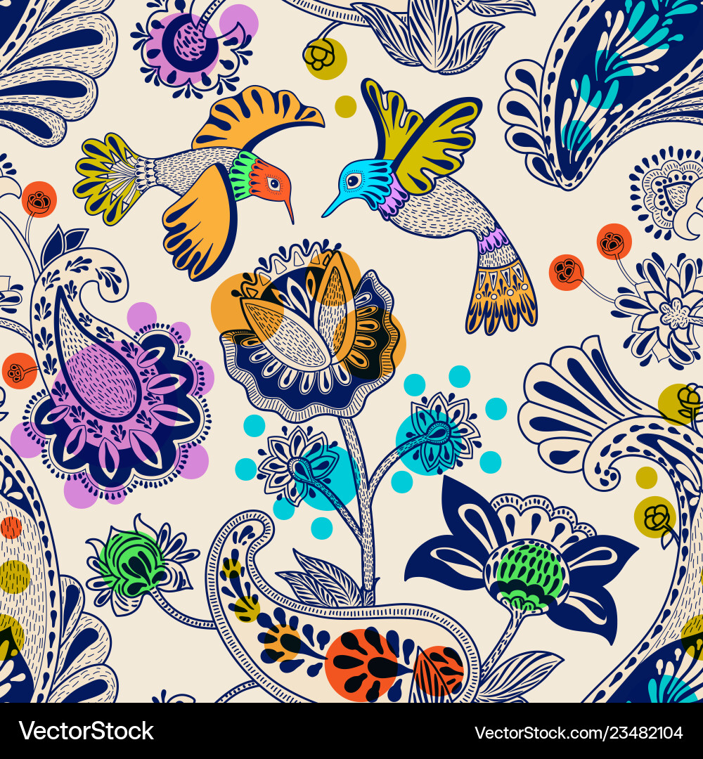 Floral Birds Pattern vector image