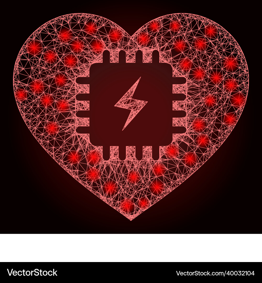 Glowing network mesh heart pacemaker with light Glowing network mesh heart pacemaker with light vector image