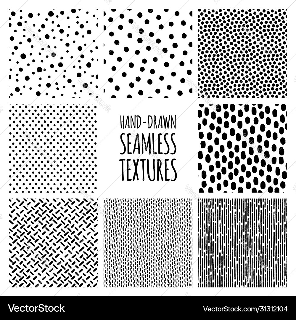 Hand-Drawn Dots & Lines Pattern Vector Image