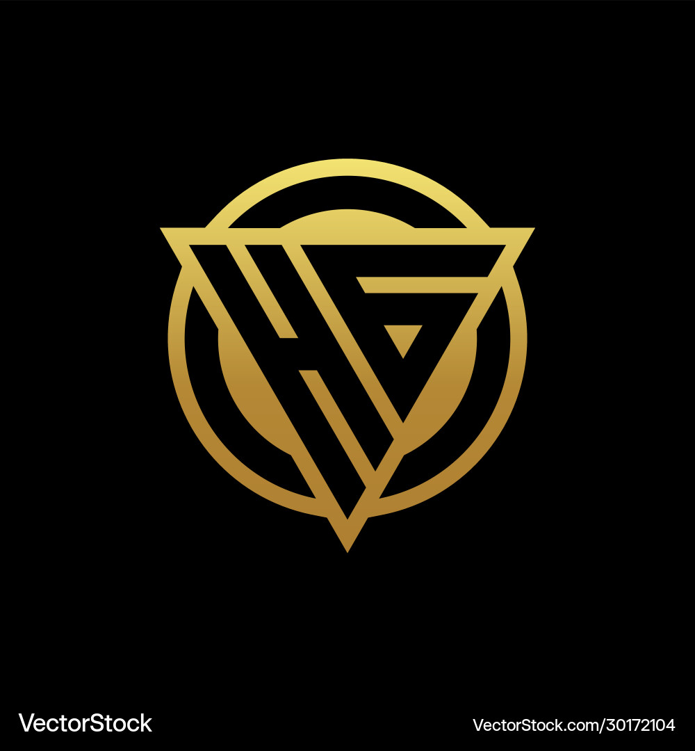 Hg logo monogram with triangle shape and circle vector image