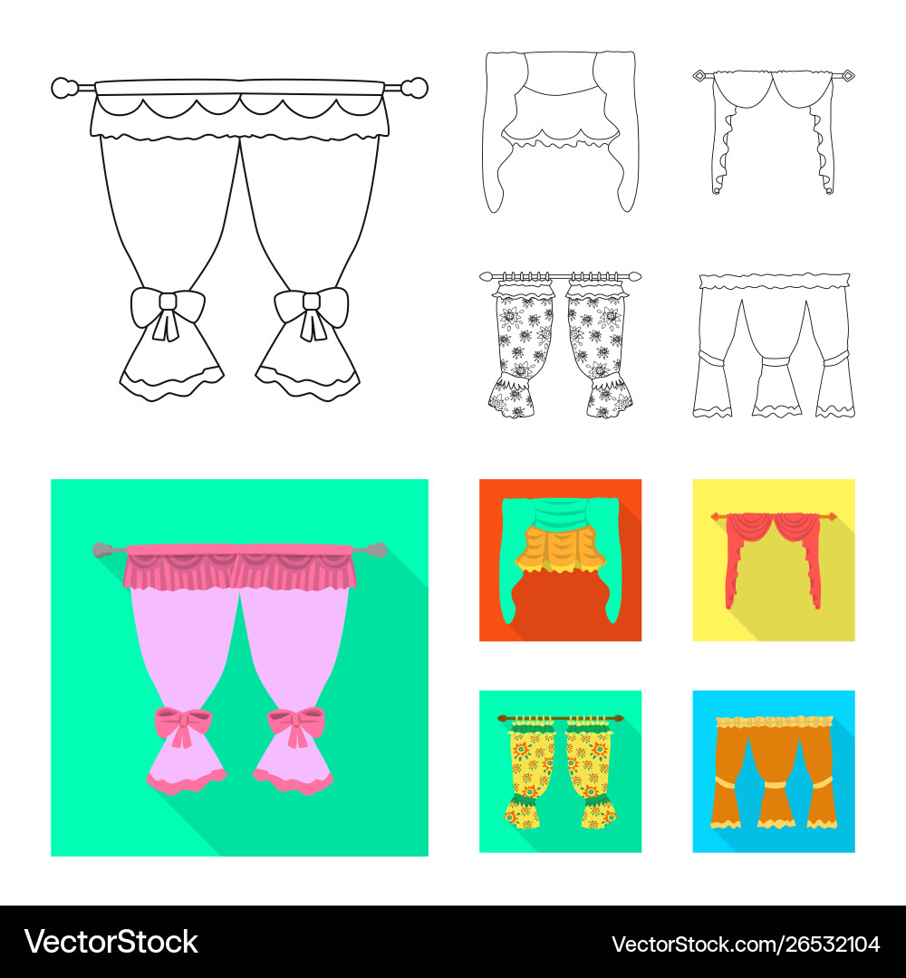 Isolated object curtains and drapes sign set Isolated object curtains and drapes sign set Vector Image