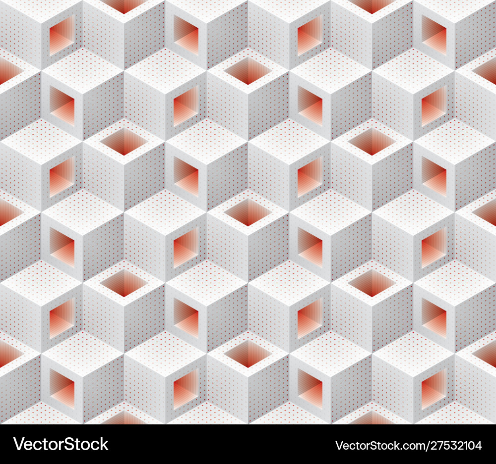Isometric Red and White Cube Pattern vector image