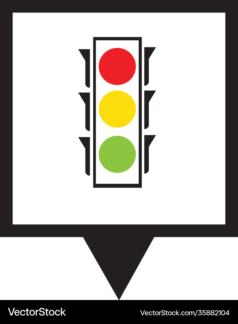 Map pointer traffic light signal - icon Vector Image