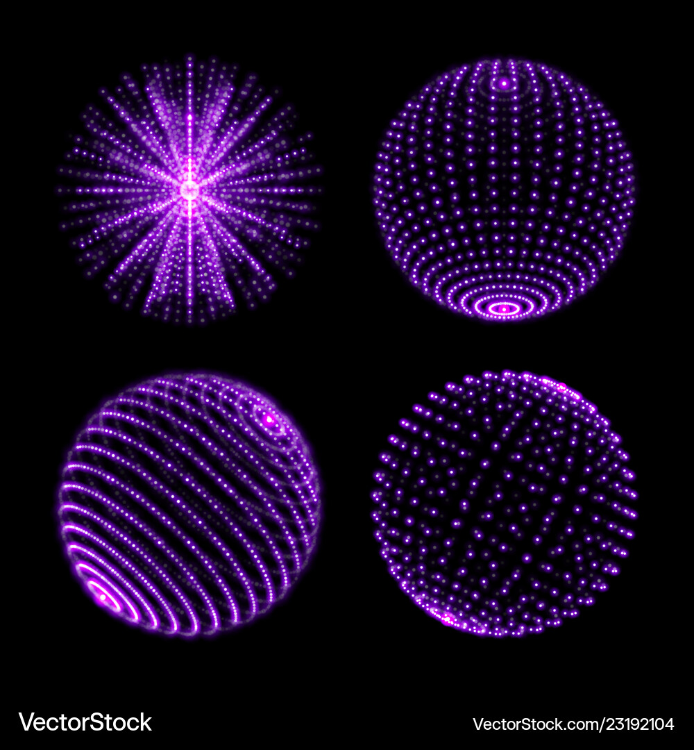 Neon Light Globe with Particle Connection Vector Image