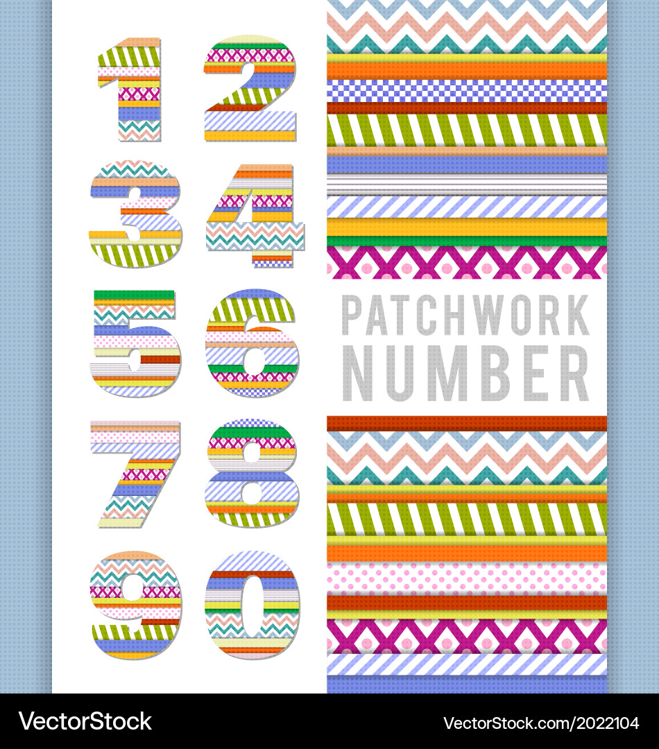 Numbers in patchwork style vector image