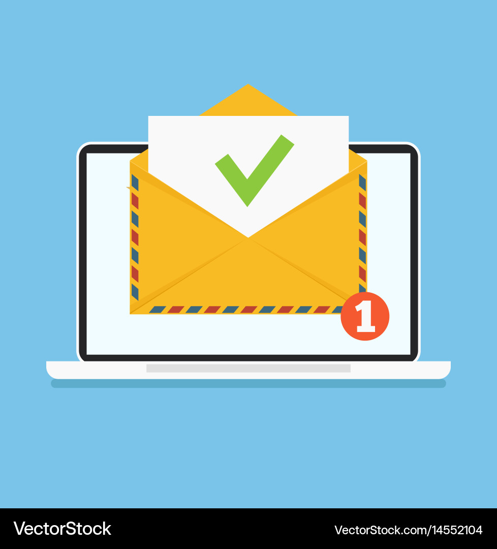 Open envelop with reject red word email vector image