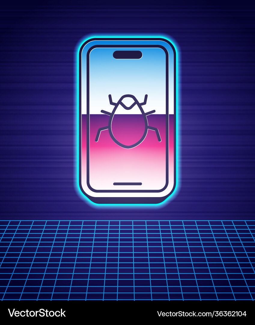 Retro style system bug on mobile icon isolated Retro style system bug on mobile icon isolated vector image