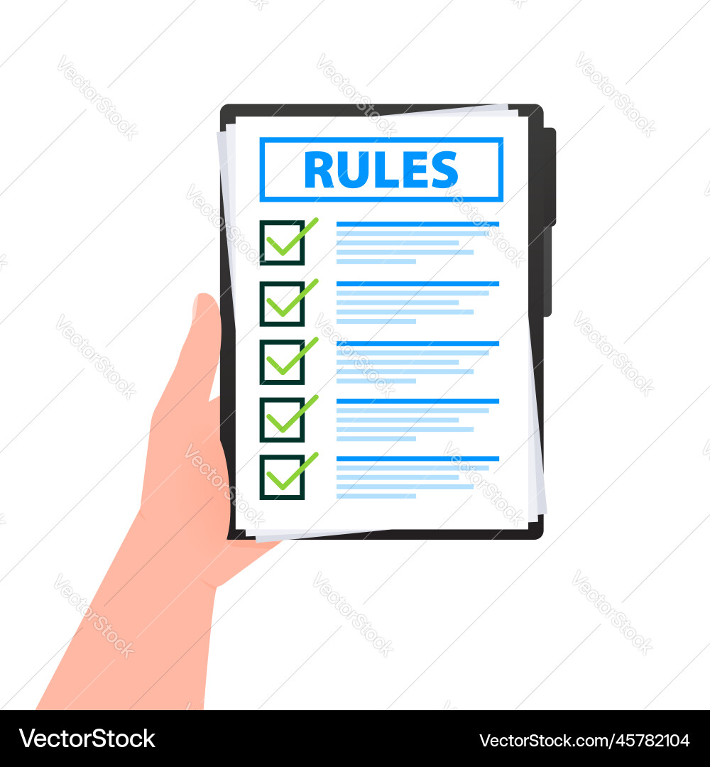 Rules checklist with requirements principles Vector Image