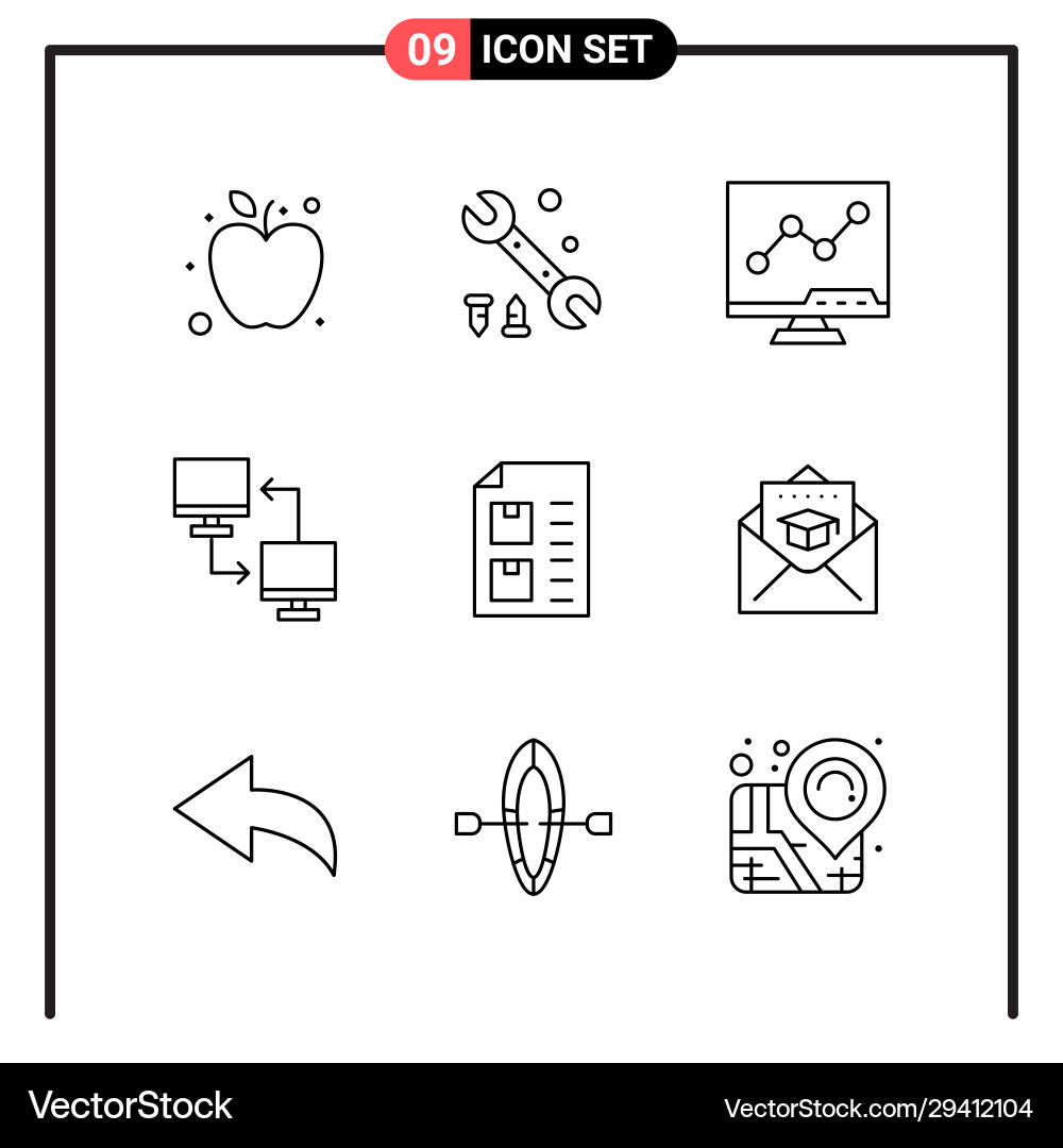Set 9 line style icons for web and mobile Set 9 line style icons for web and mobile Vector Image