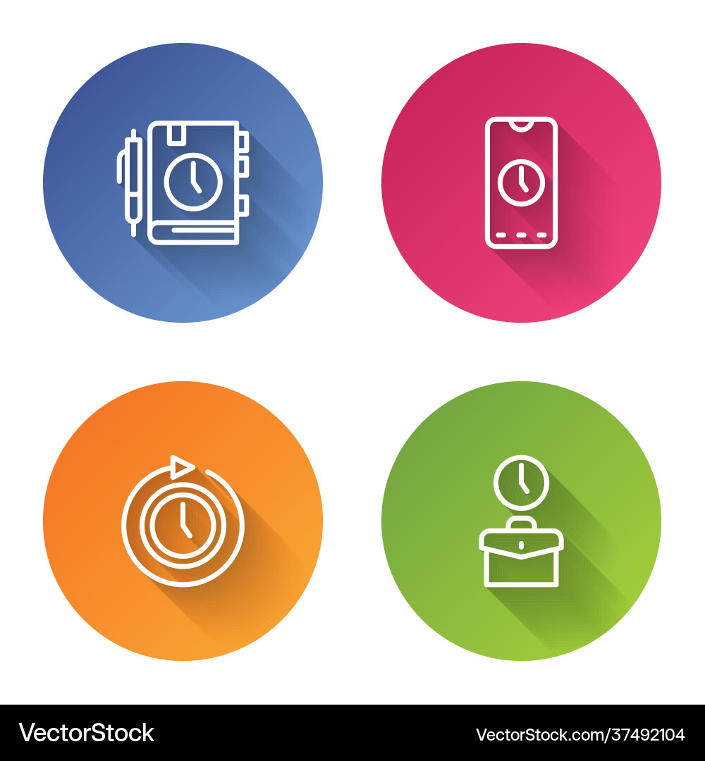 Set line daily paper notepad alarm clock app Vector Image