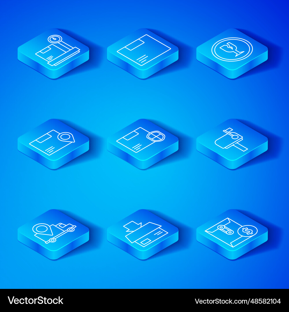 Set line delivery tracking security with shield Set line delivery tracking security with shield vector image