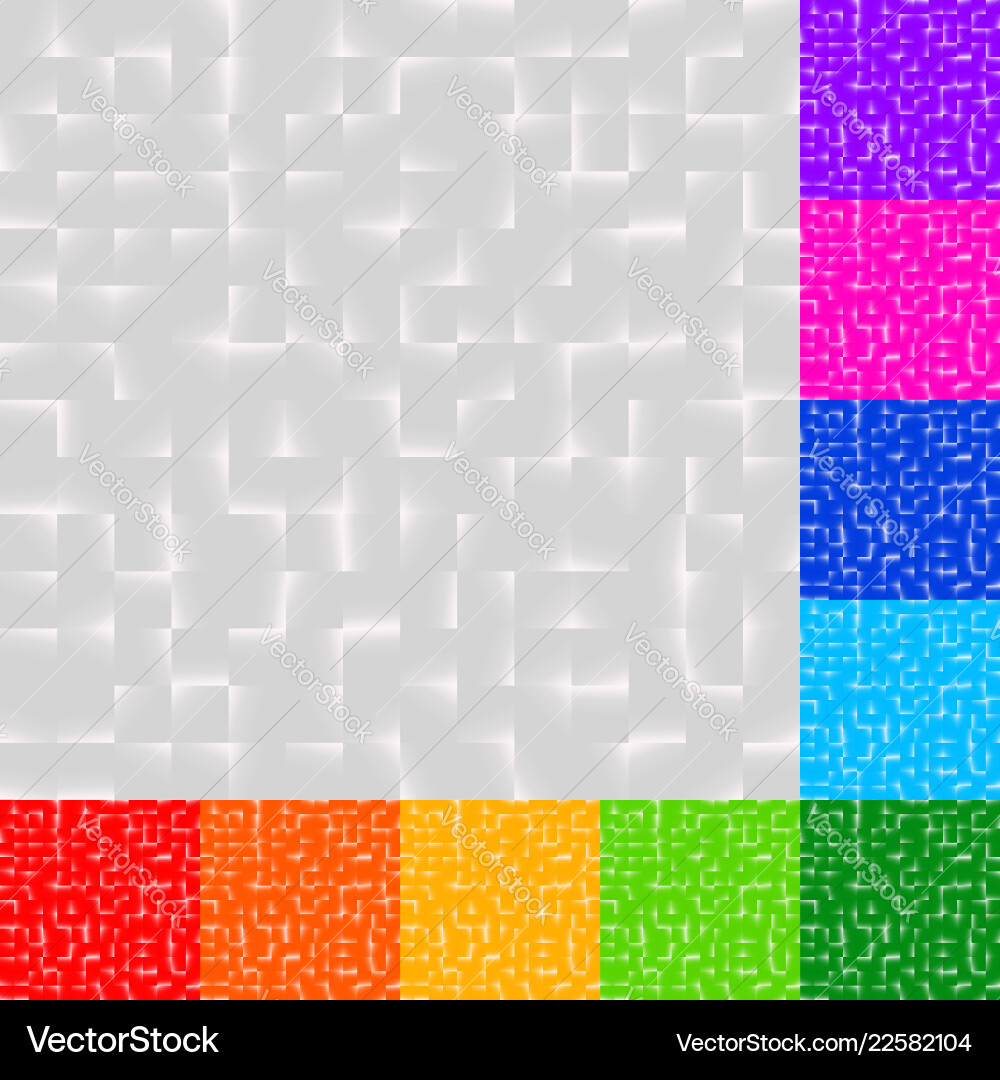 Set of mosaic patterns in several color squares Set of mosaic patterns in several color squares vector image