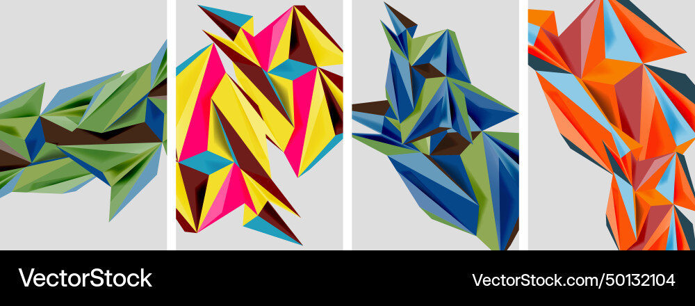 Set of mosaic triangle pattern abstract posters Vector Image
