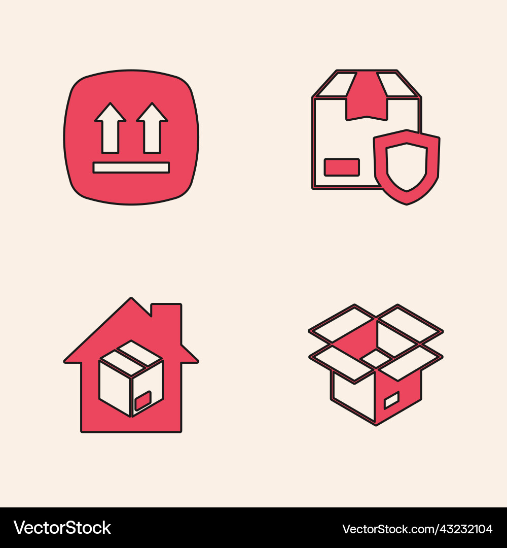 Set unboxing this side up delivery security Set unboxing this side up delivery security Vector Image