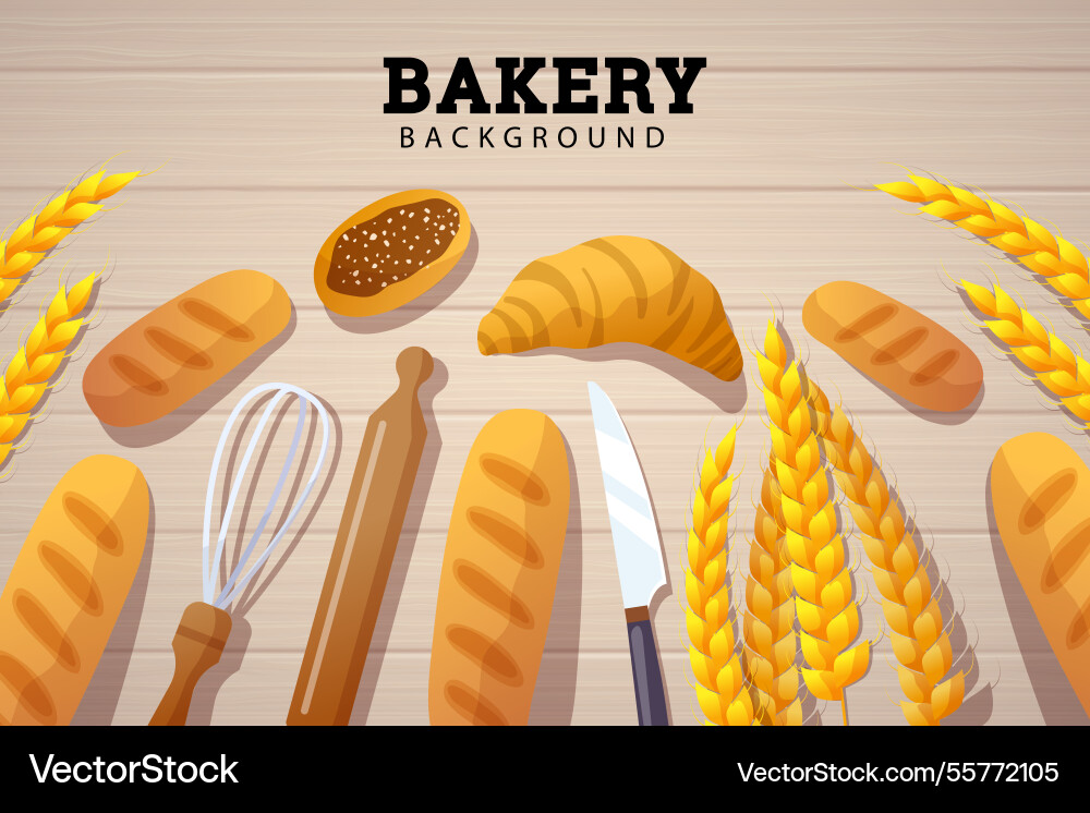 Bakery background with tools in realistic style Vector Image