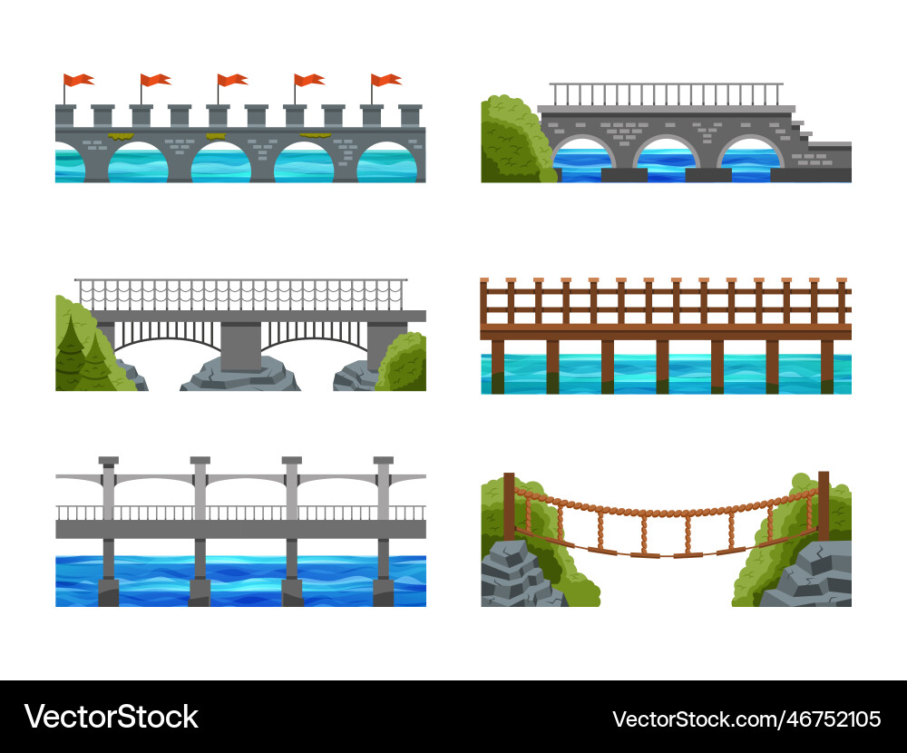 Brücken über Flusswasser isometrische Metallbogen Brücken über Flusswasser isometrische Metallbogen vektorbild