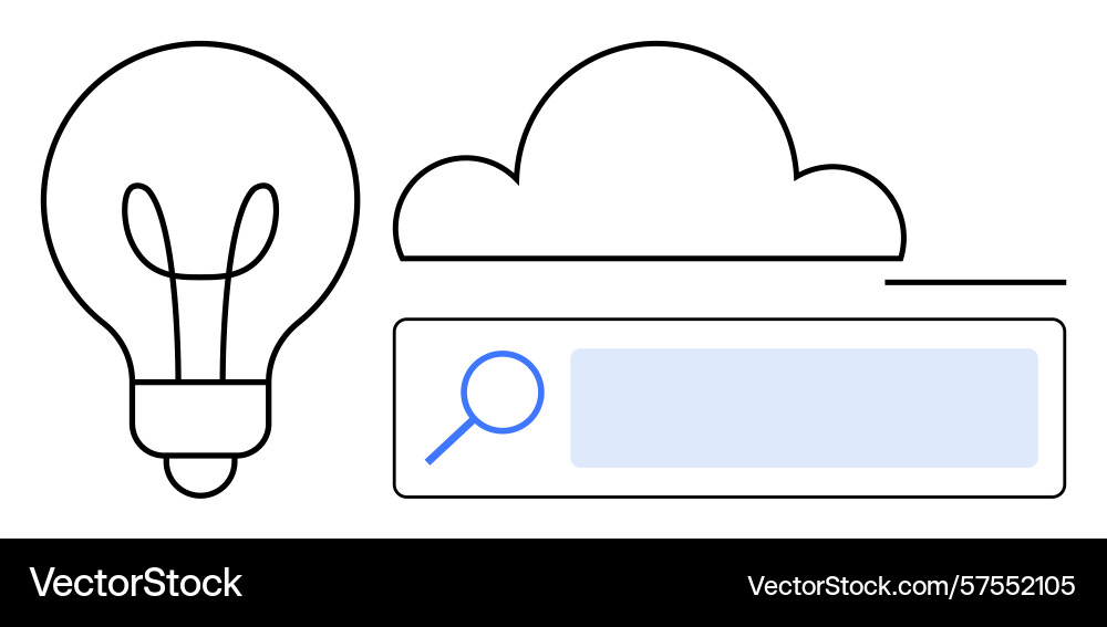 Cloud computing search concept with lightbulb idea Vector Image