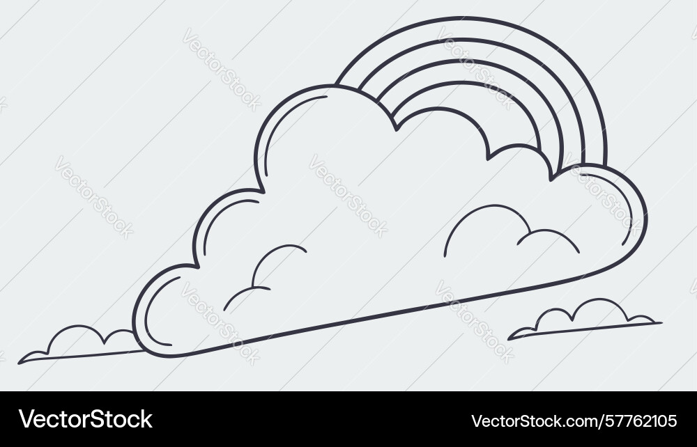 Cloud with rainbow outline design generative ai Vector Image