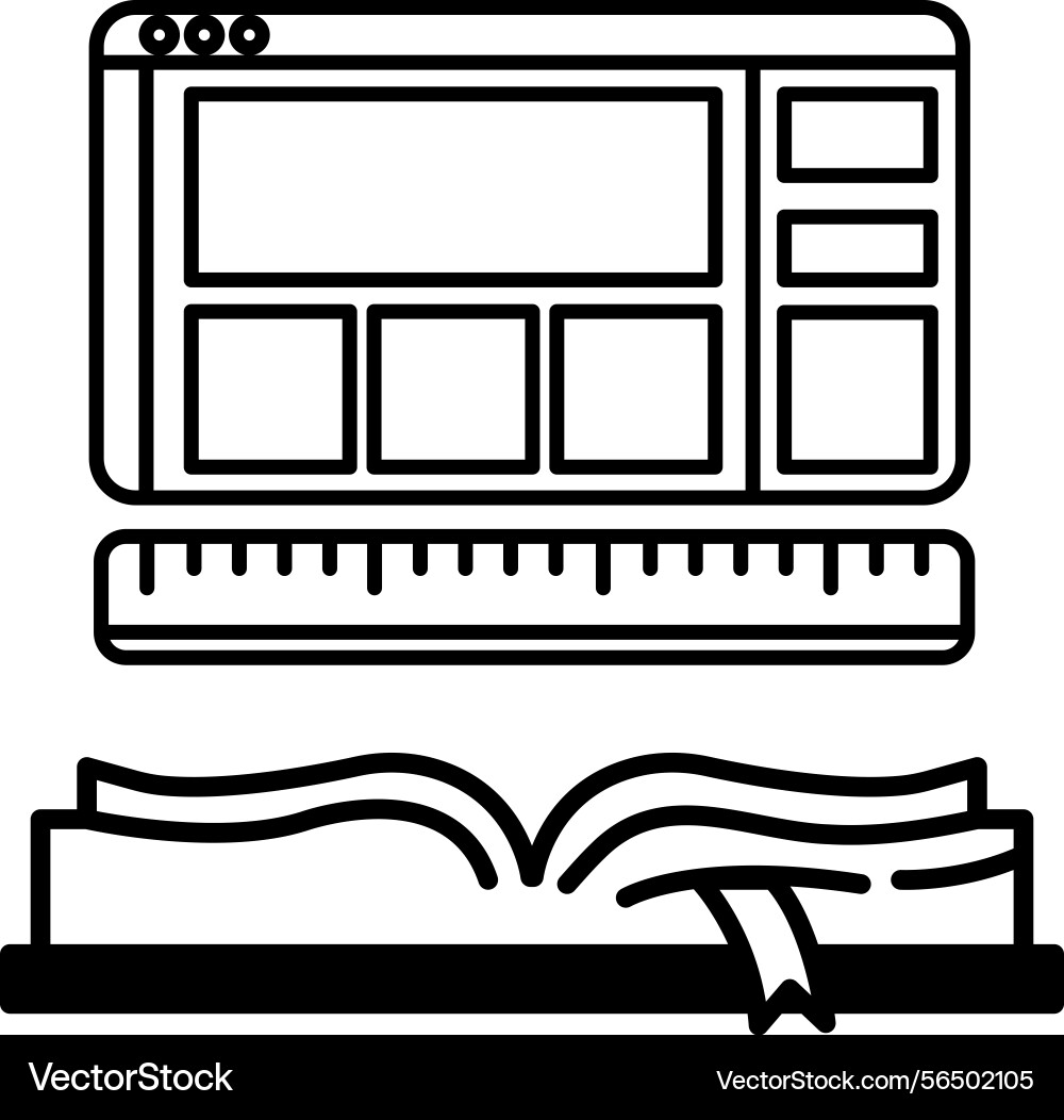 Computer monitor with a book open Vector Image