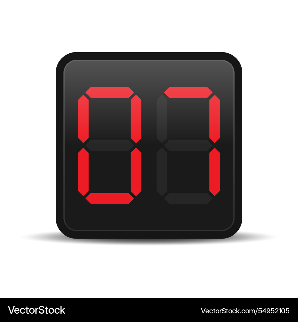 Digital countdown display with red number 7 vector image