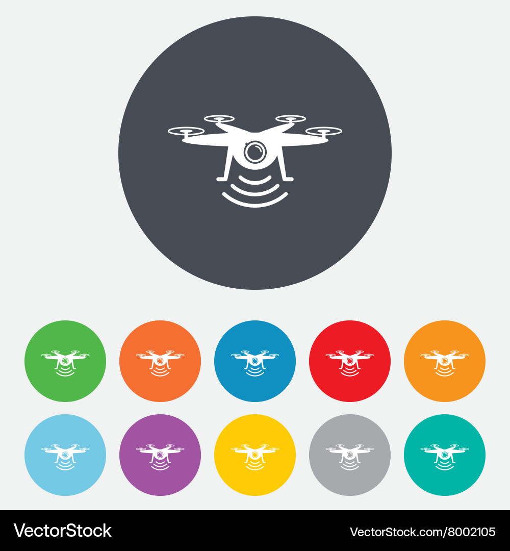 Drone icon quadrocopter with action camera vector image