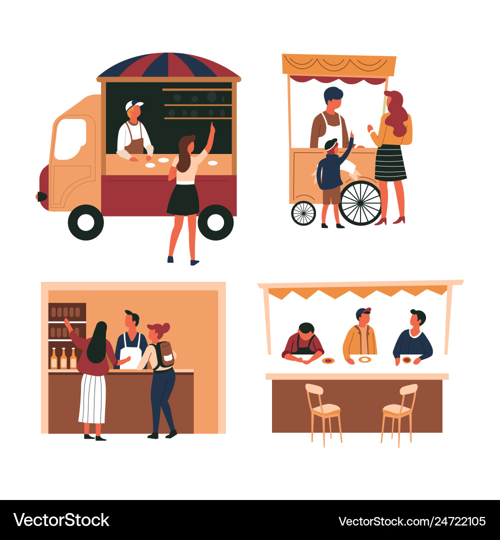 Fast Food Street Essen Trolley und LKW-Zelt Fast Food Street Essen Trolley und LKW-Zelt vektorbild