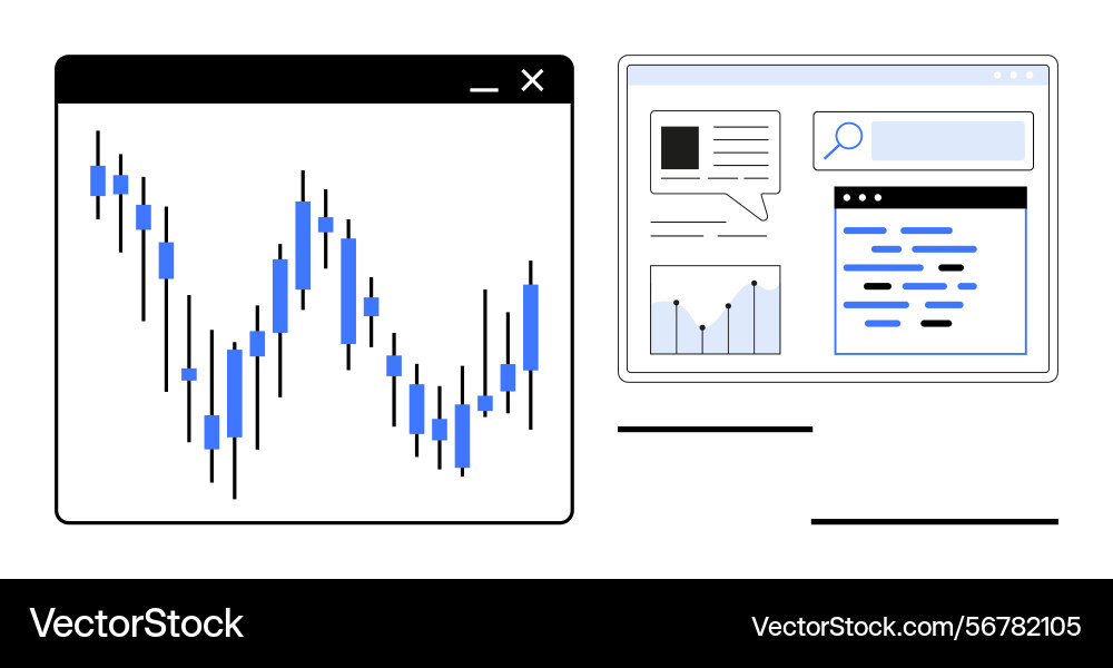 Financial chart and analytics window representing vector image