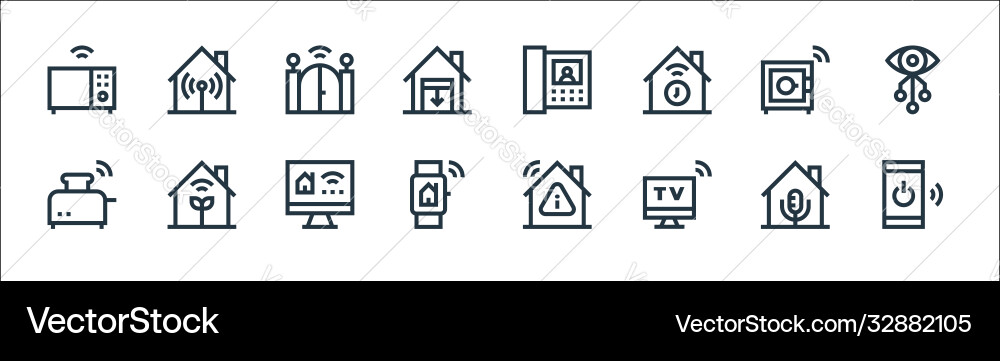 Flat smarthome line icons linear set quality Flat smarthome line icons linear set quality vector image