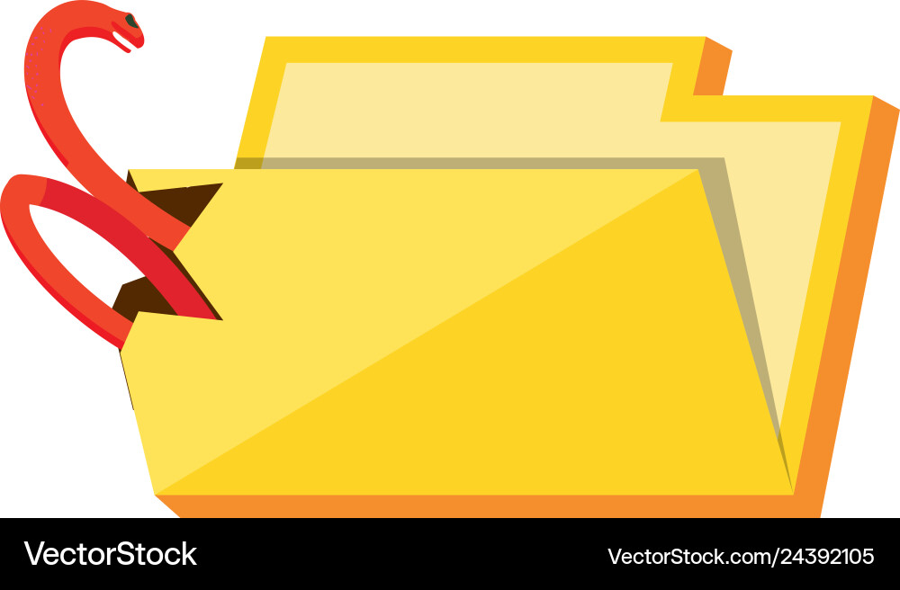 Folder document with snake attack Folder document with snake attack Vector Image