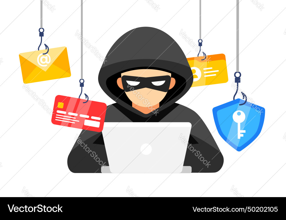 Hacker with a phishing trap targeting personal Hacker with a phishing trap targeting personal vector image