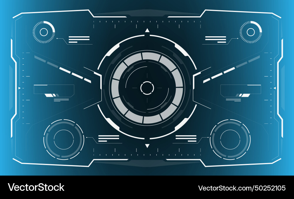 Hud sci-fi interface screen view white circular Hud sci-fi interface screen view white circular vector image