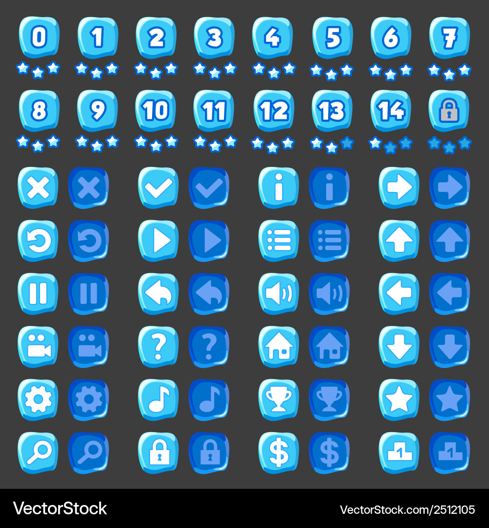 Ice Button Menu Icons vector image