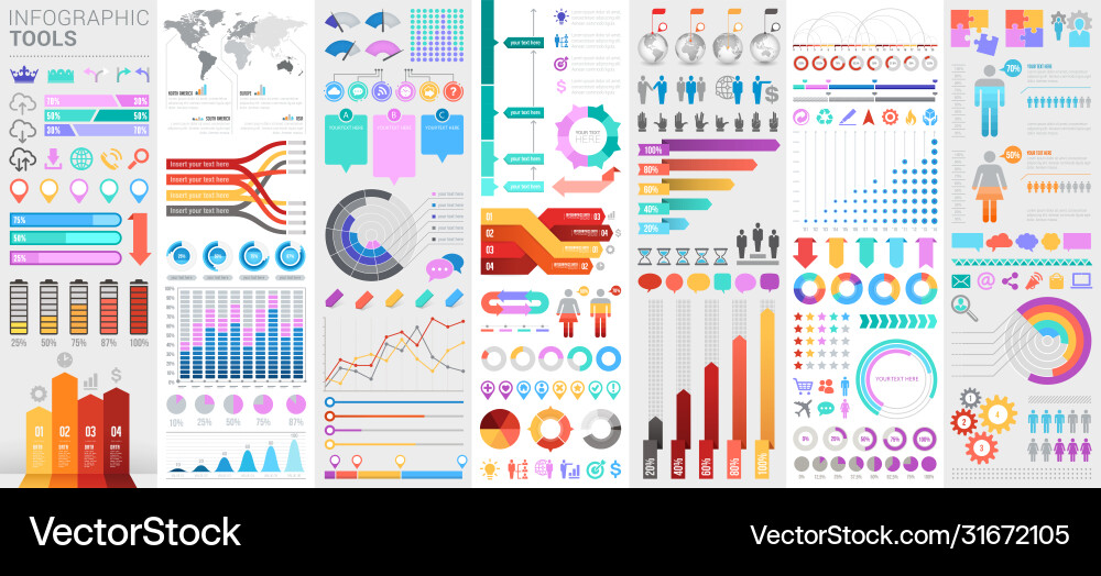 Infographic UI & UX Kit - Charts & Icons vector image