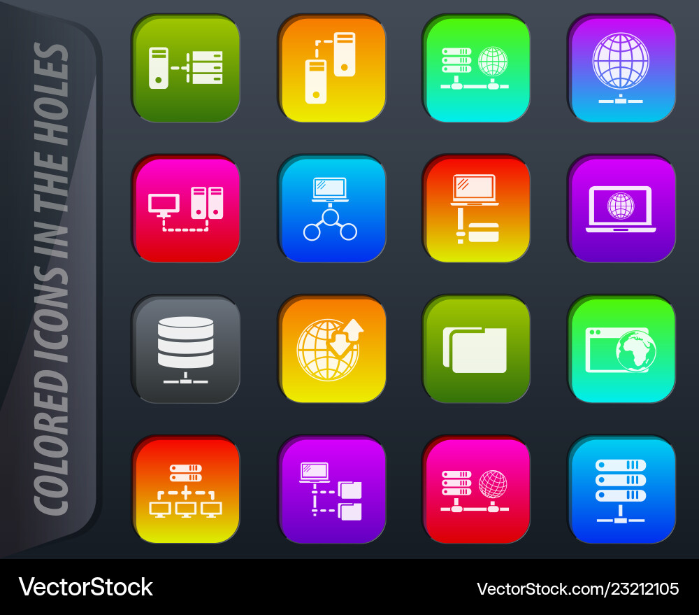 Internet server network icons set Vector Image