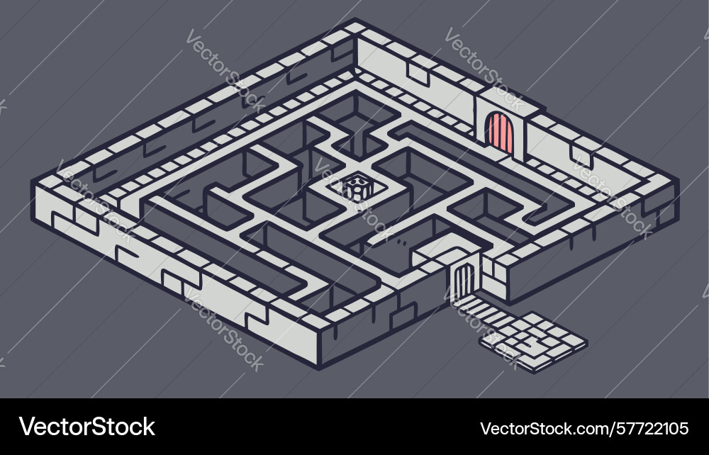 Isometric maze puzzle game asset design vector image