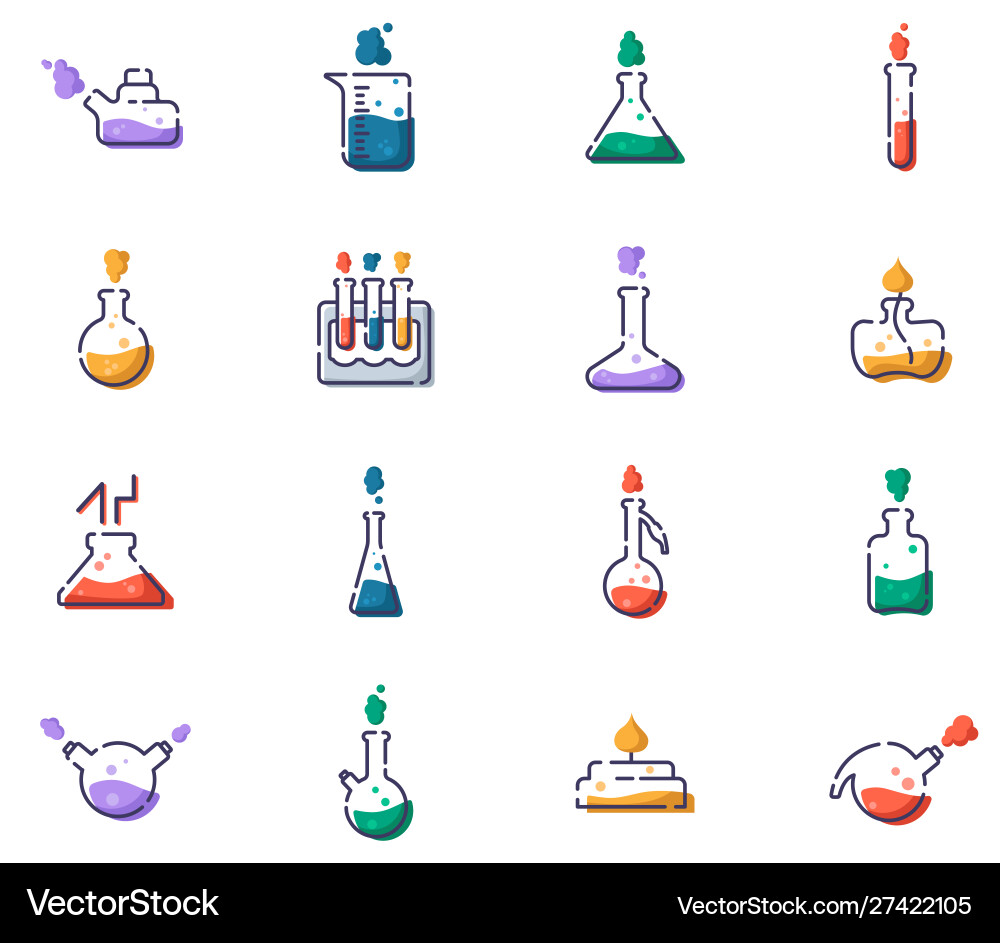 Laboratory flasks icon set Laboratory flasks icon set Vector Image