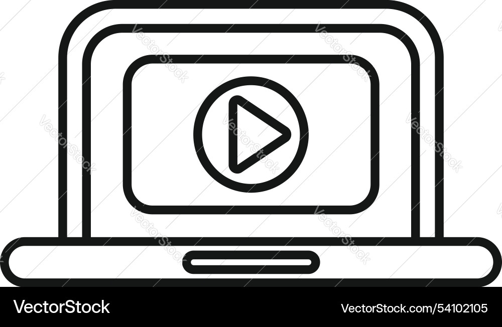 Laptop showing play button for streaming video Laptop showing play button for streaming video vector image