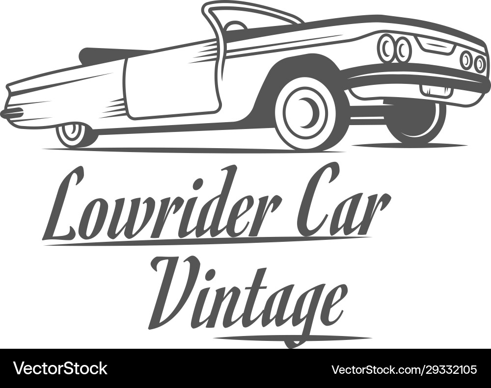 Lowrider car vintage logotype Lowrider car vintage logotype vector image