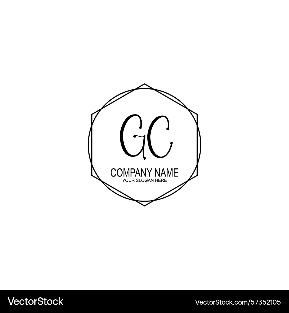 Minimalist handwritten gc initial logos with soft Minimalist handwritten gc initial logos with soft Vector Image