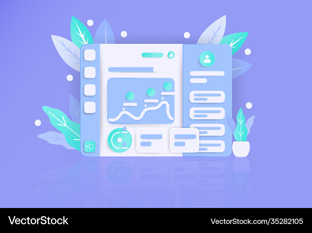 Realistic style dashboard website with flat color Vector Image