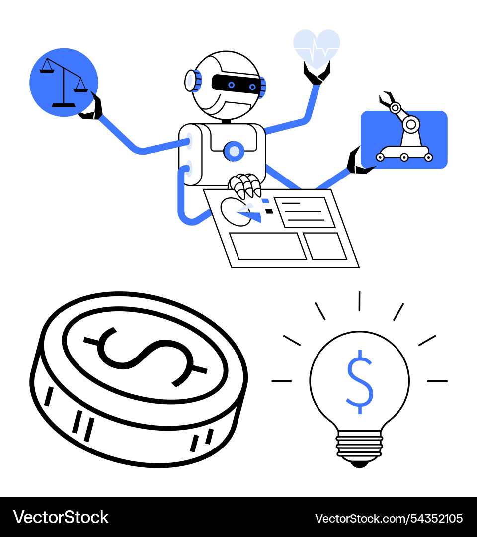 Robotic automation in finance and healthcare ai Vector Image