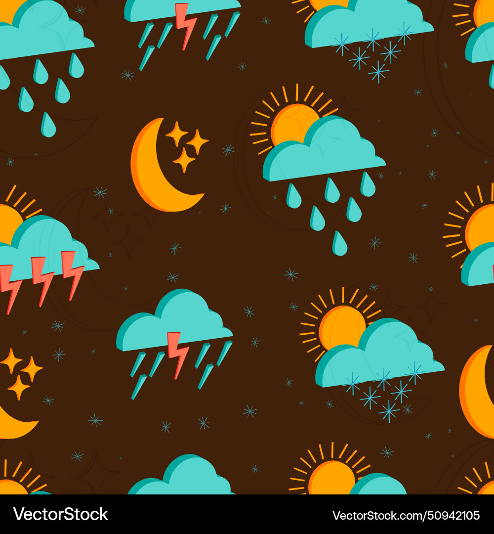 Seamless pattern of isolated 3d weather icons Seamless pattern of isolated 3d weather icons vector image
