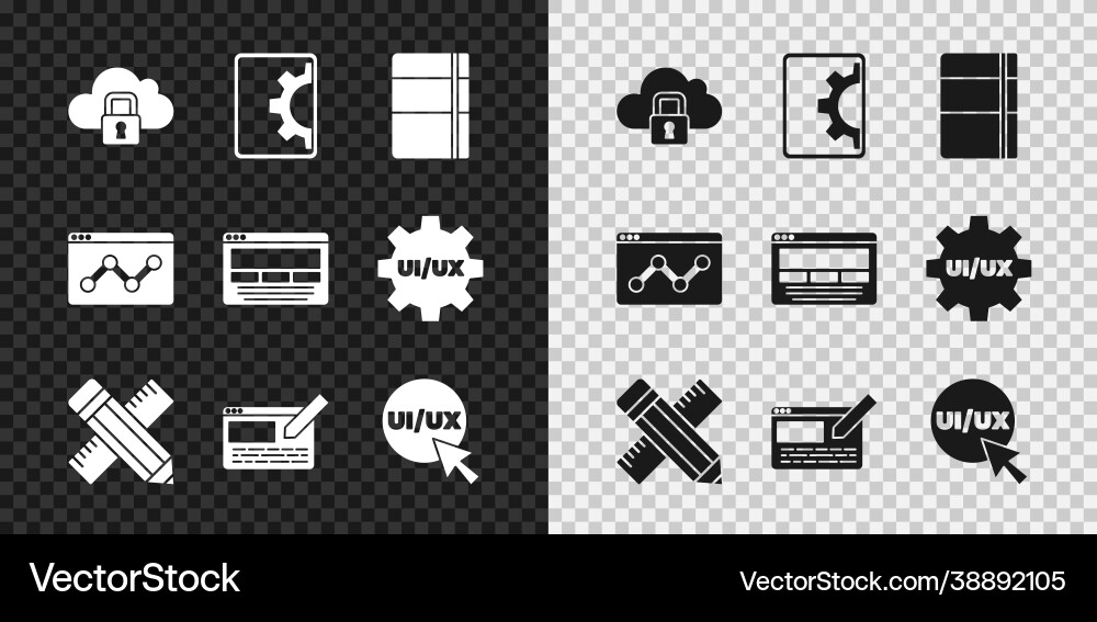 Set cloud computing lock web development Set cloud computing lock web development vector image