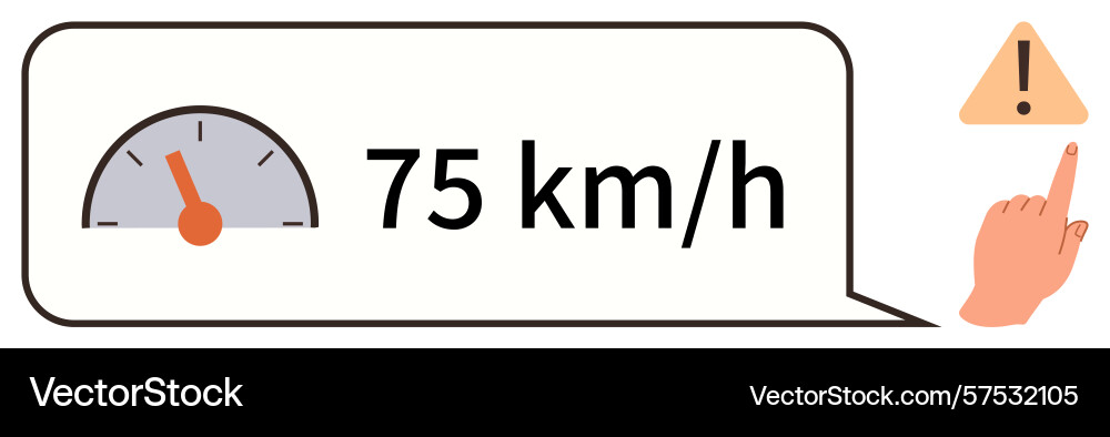 Speedometer display with warning sign and hand Speedometer display with warning sign and hand vector image