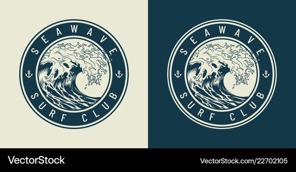 Vintage monochrome marine round print vector image