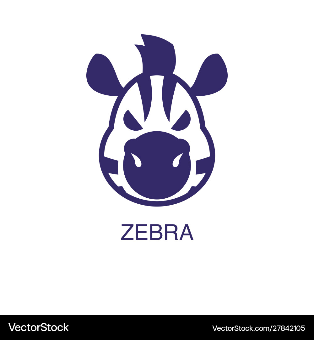 Zebra element in flat simple style on white Vector Image