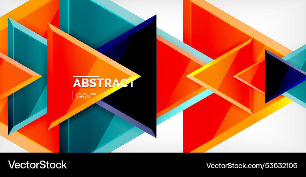 Abstract background - colorful triangles with 3d Vector Image