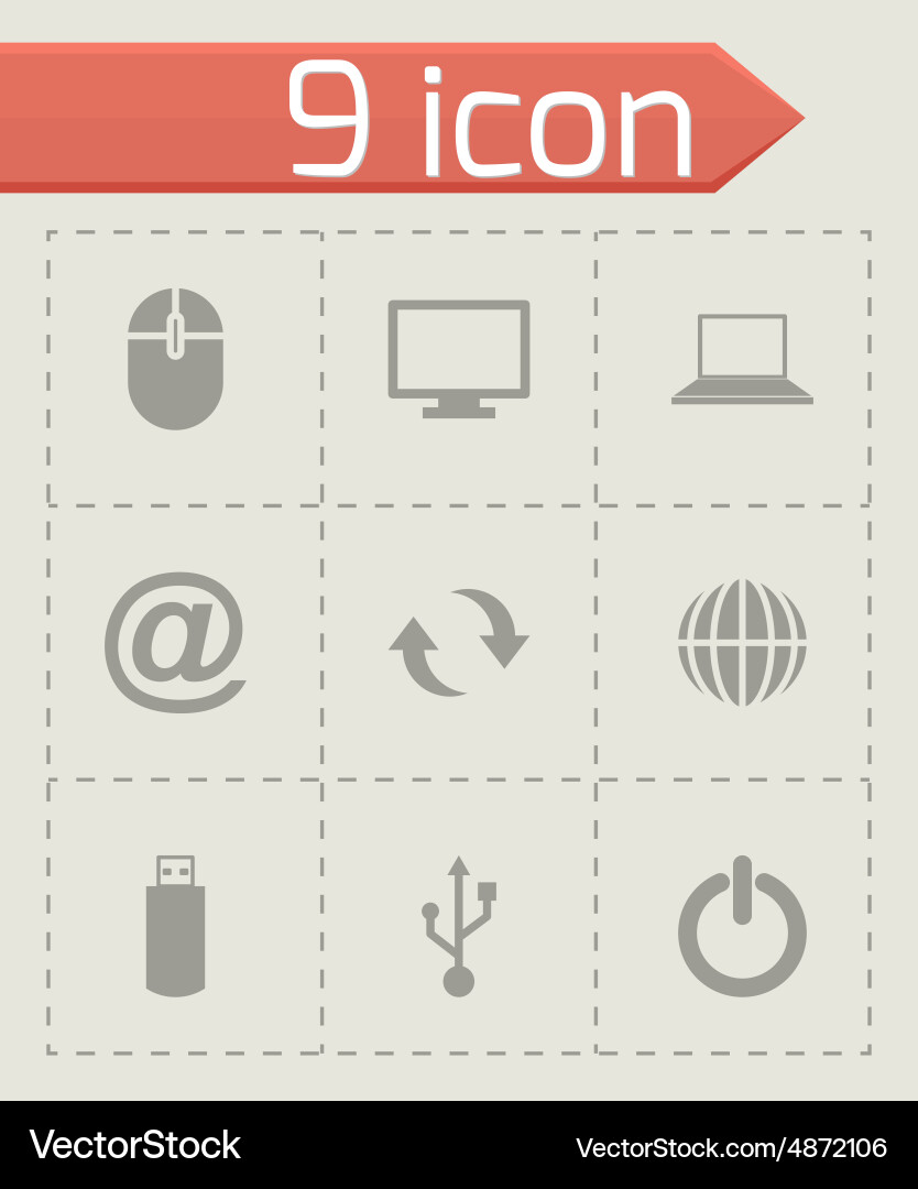 Black computer icon set Vector Image